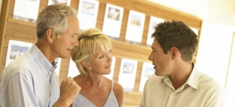 Senior couple negotiating a relocation.