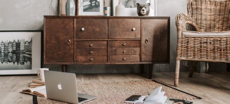 Living room with rustic theme