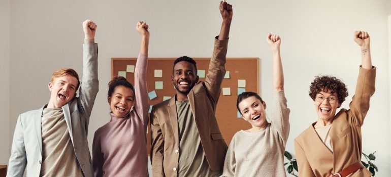 A team of five colleagues